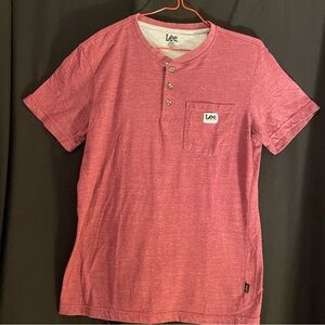 Boys Heathered Red Short-Sleeve 3 Button Henley with Pocket